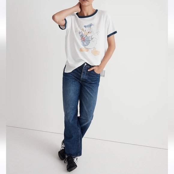 Madewell Disney Donald Duck Graphic Tee in Bright white size Large NN305 - Picture 2 of 13